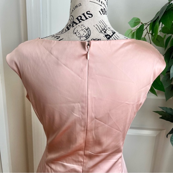 Lauren Ralph Lauren Evening Satin Cap Sleeve Sheath Dress Pink Sz 4 - Picture 12 of 16